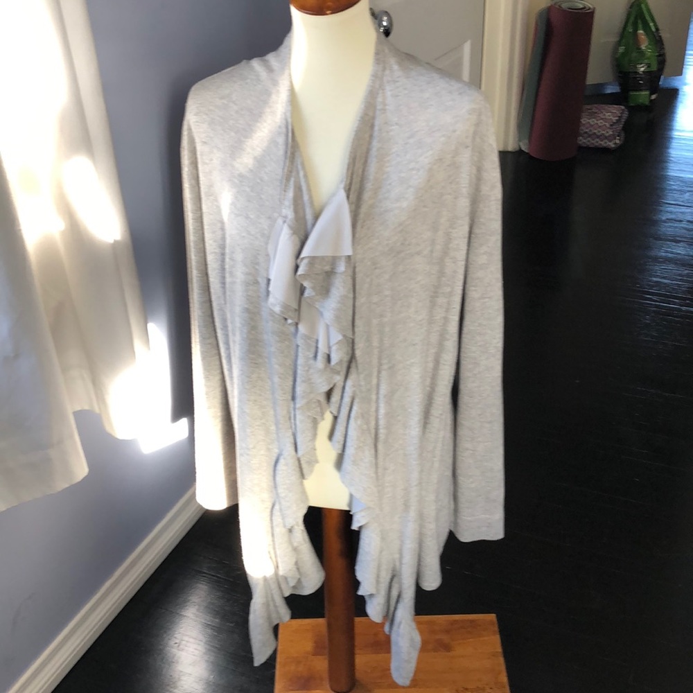 Amber sun grey silk draped cardigan gray size M